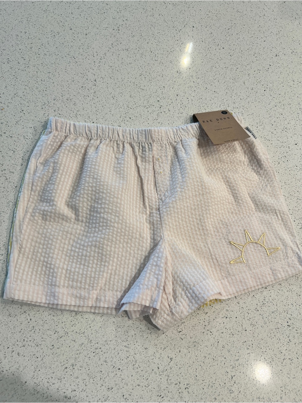 RAE DUNN 2 pack Women's Light Pink Seersucker Lounge Shorts